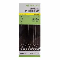Korum Big Fish Braided Barbless Hair Rigs 6"